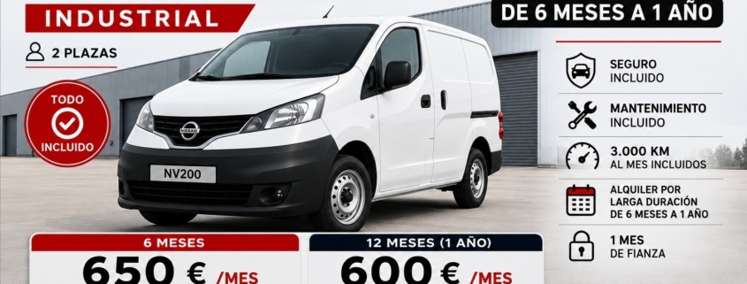 Alquiler de furgonetas en Madrid por meses Nissan NV200 Particar